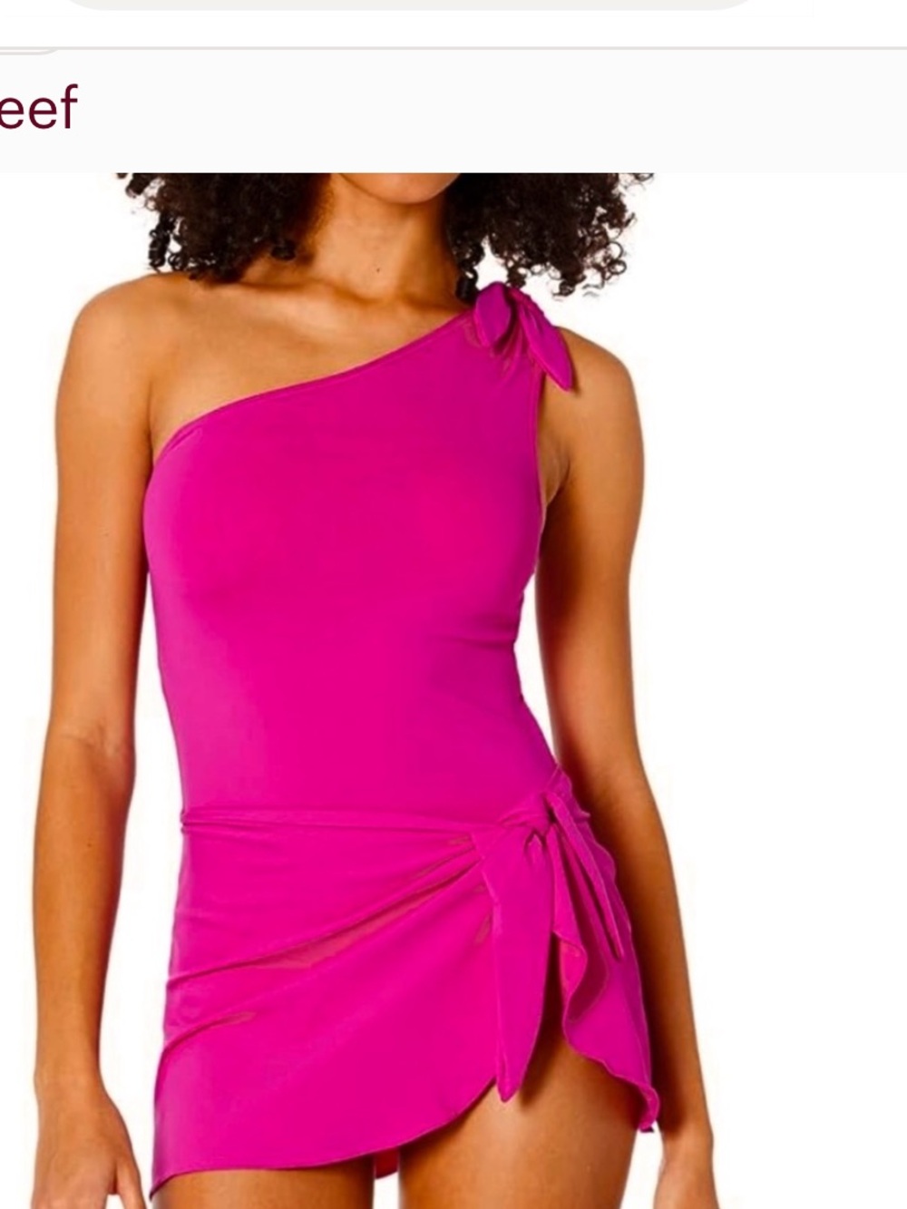 Coco Reef Hot Pink One-Shoulder Swimsuit with Side Tie